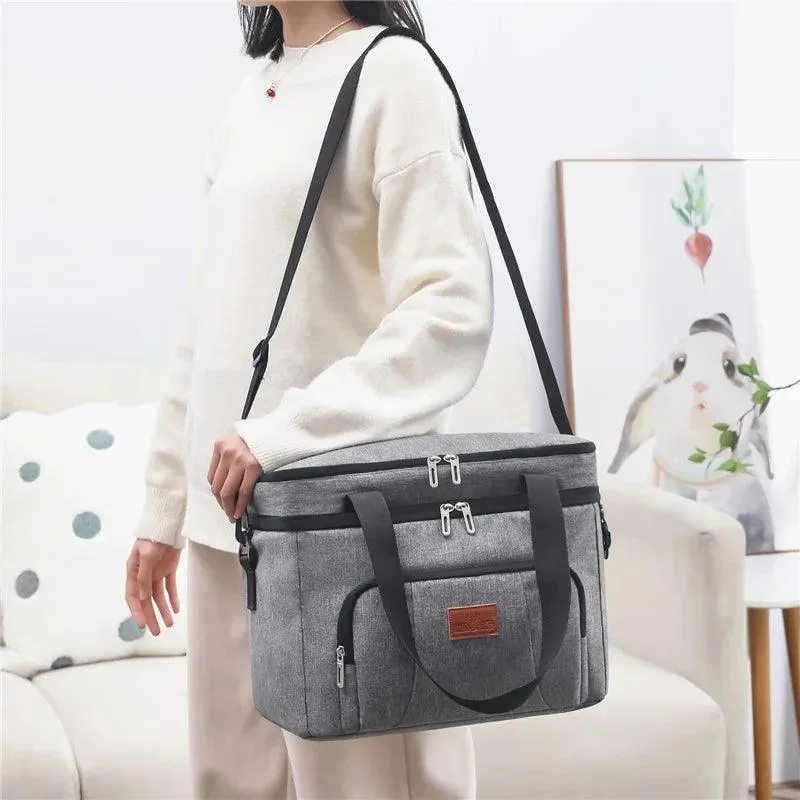 👜 Multifunctional Double Layers Tote Cooler Lunch Bag | Large Capacity Travel Picnic Lunch Box with Shoulder Strap for Women & Men 🍱