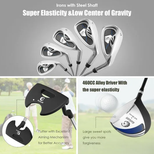 10 Pieces Men's Complete Golf Clubs Package Set with Alloy Driver