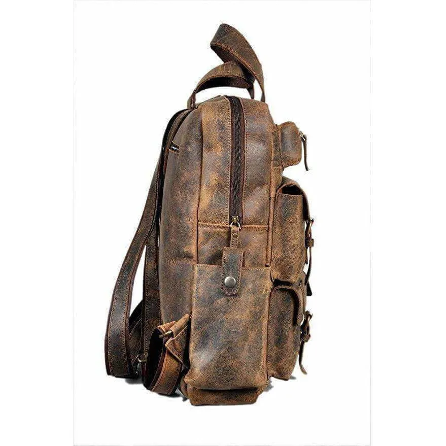 18" Distressed Vintage Leather Backpack