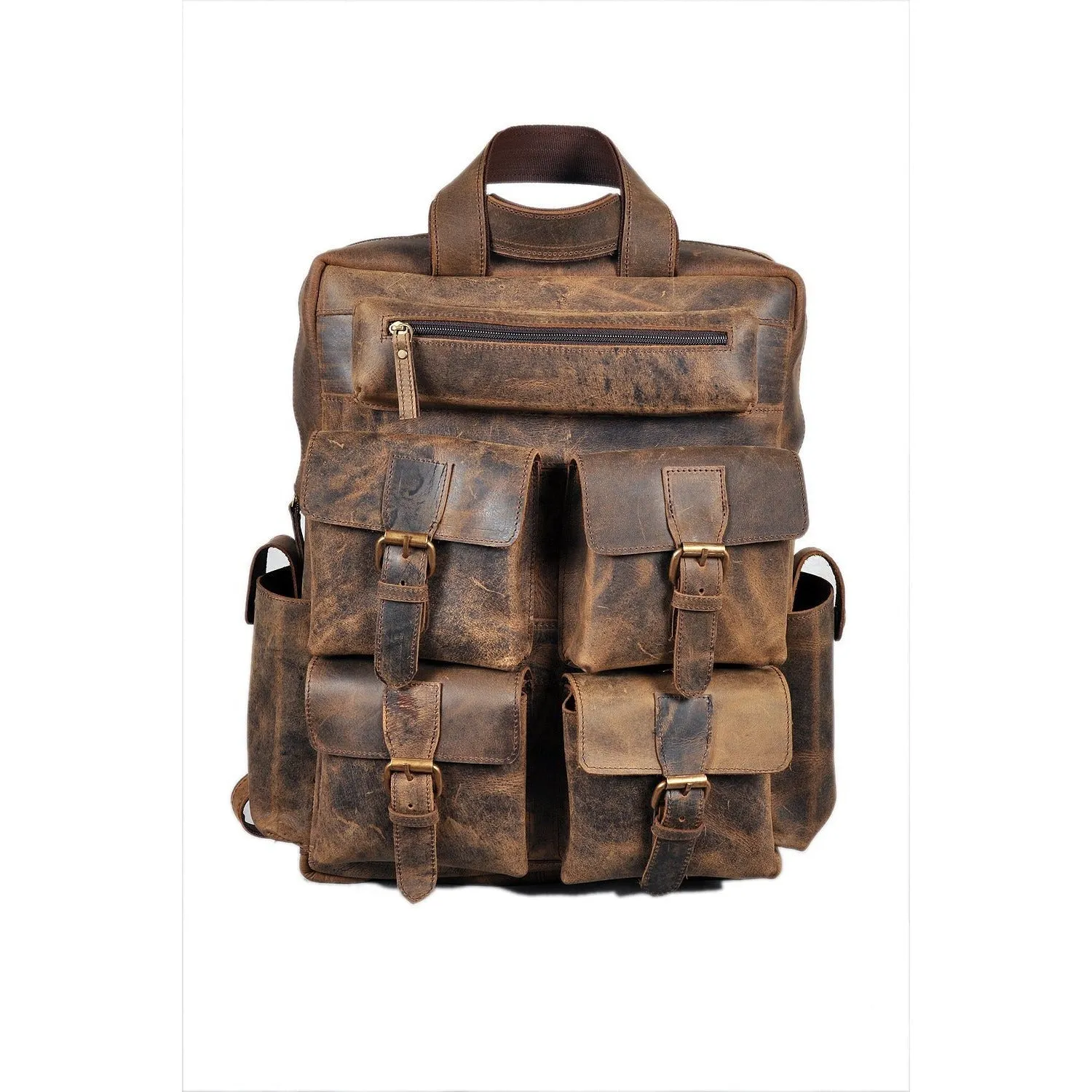 18" Distressed Vintage Leather Backpack