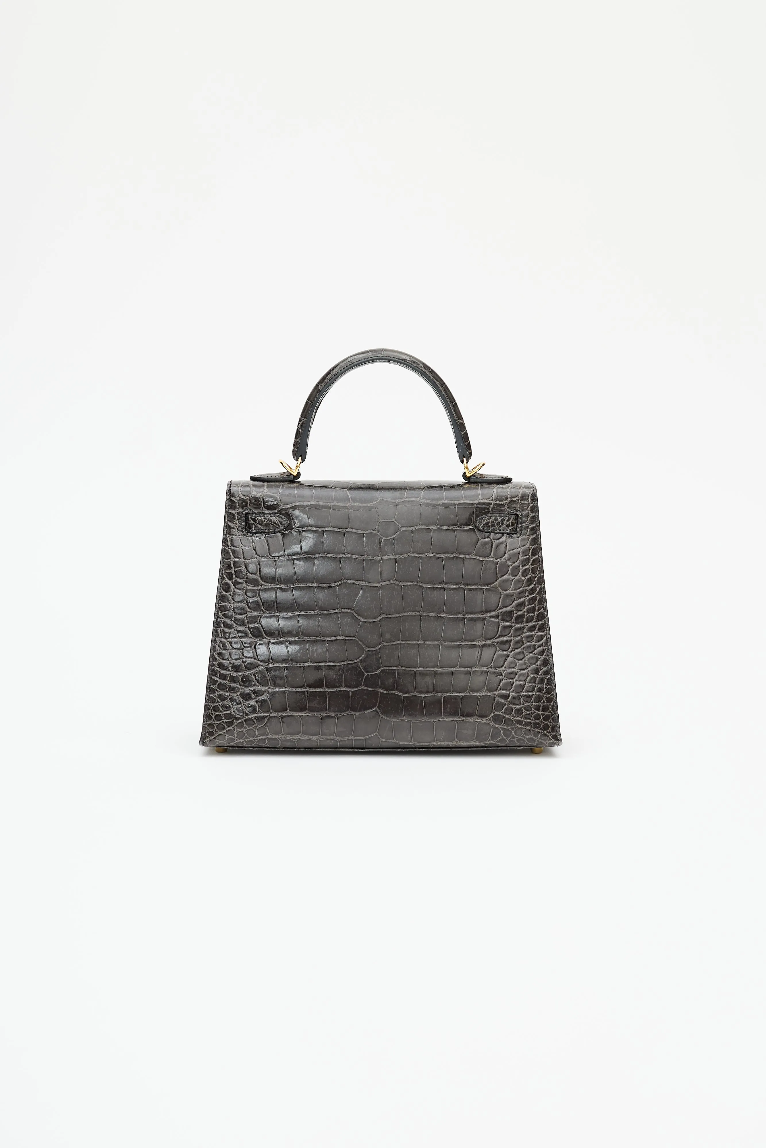 2020 Graphite Exotic Leather & Gold Kelly Sellier 25 Bag