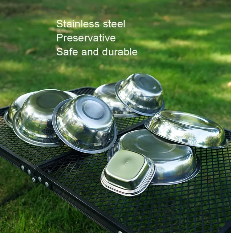 22 PCS / Set CLS Portable Stainless Steel Dinner Plate Outdoor Camping Cutlery