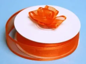 25 Yard 7/8" DIY Coral Orange Organza Ribbon With Satin Edges For Craft Dress Wedding