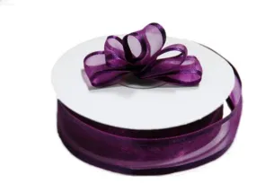 25 Yard 7/8" DIY Eggplant Organza Ribbon With Satin Edges For Craft Dress Wedding