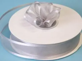 25 Yard 7/8" DIY Silver Organza Ribbon With Satin Edges For Craft Dress Wedding