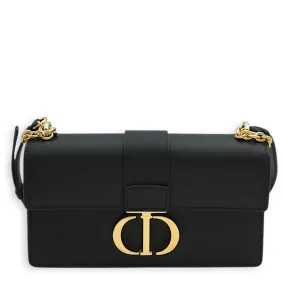 30 Montaigne East West 21x12x6cm Black Crossbody Bag in Calfskin, Gold hardware