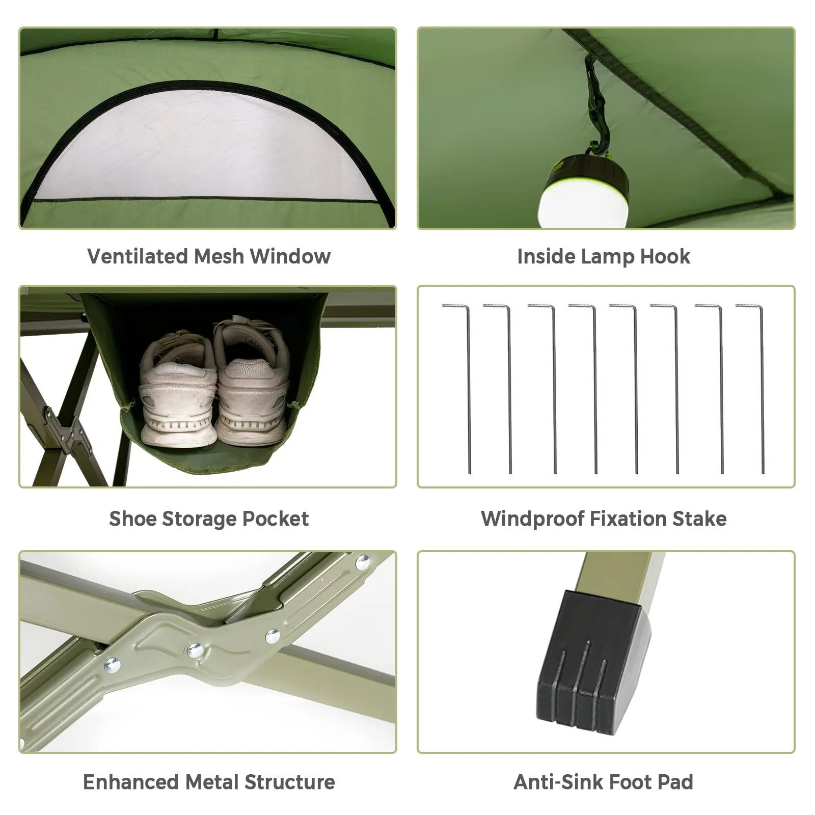 4-in-1 Folding Tent for 2 Persons W/Waterproof Cover & Self-Inflating Mattress & Roller Carrying Bag