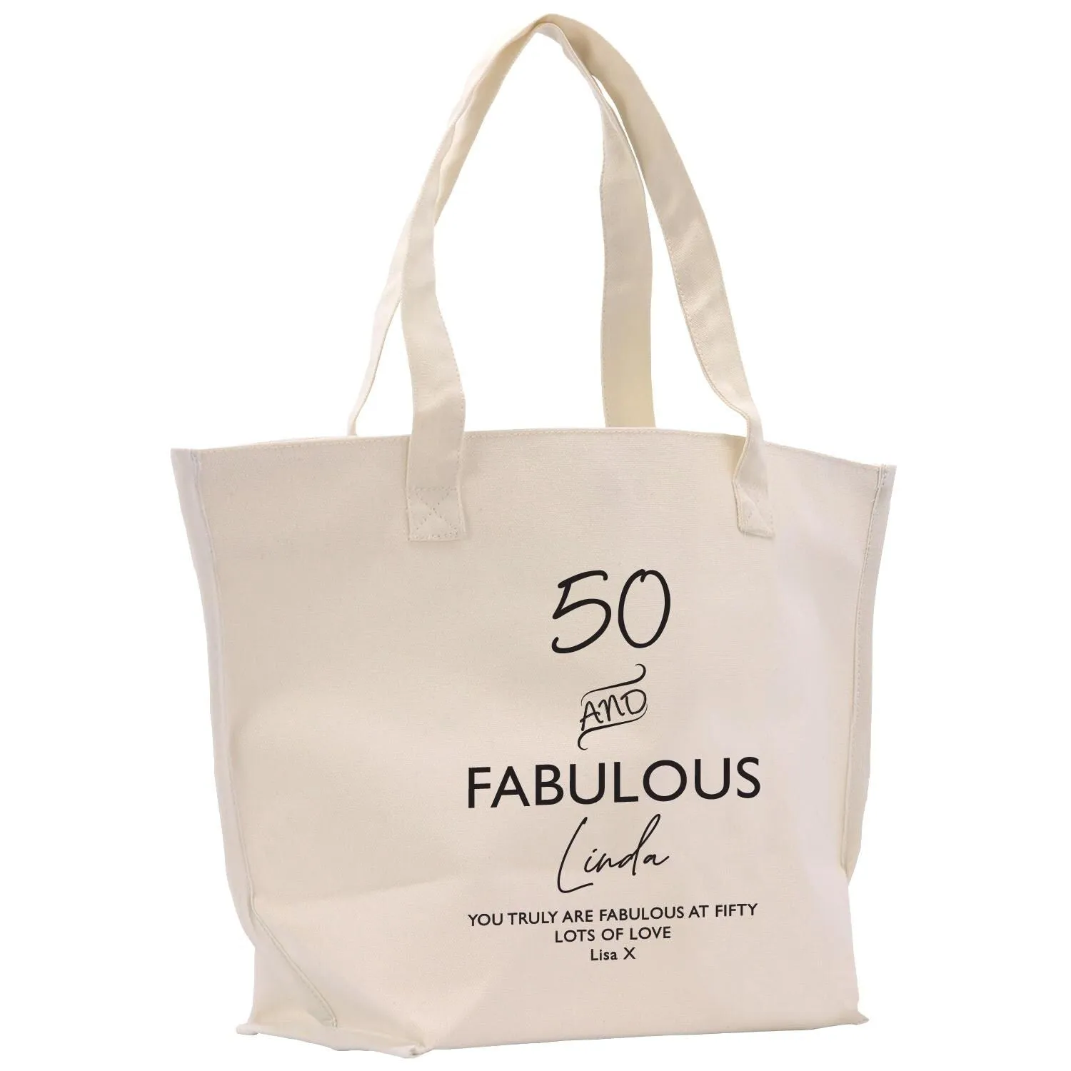 50 Fifty and Fabulous 50th Age Birthday Cotton Canvas Tote Bag 50th Birthday Gift For Women 50th Birthday Celebration Party Gift (BDT1021)