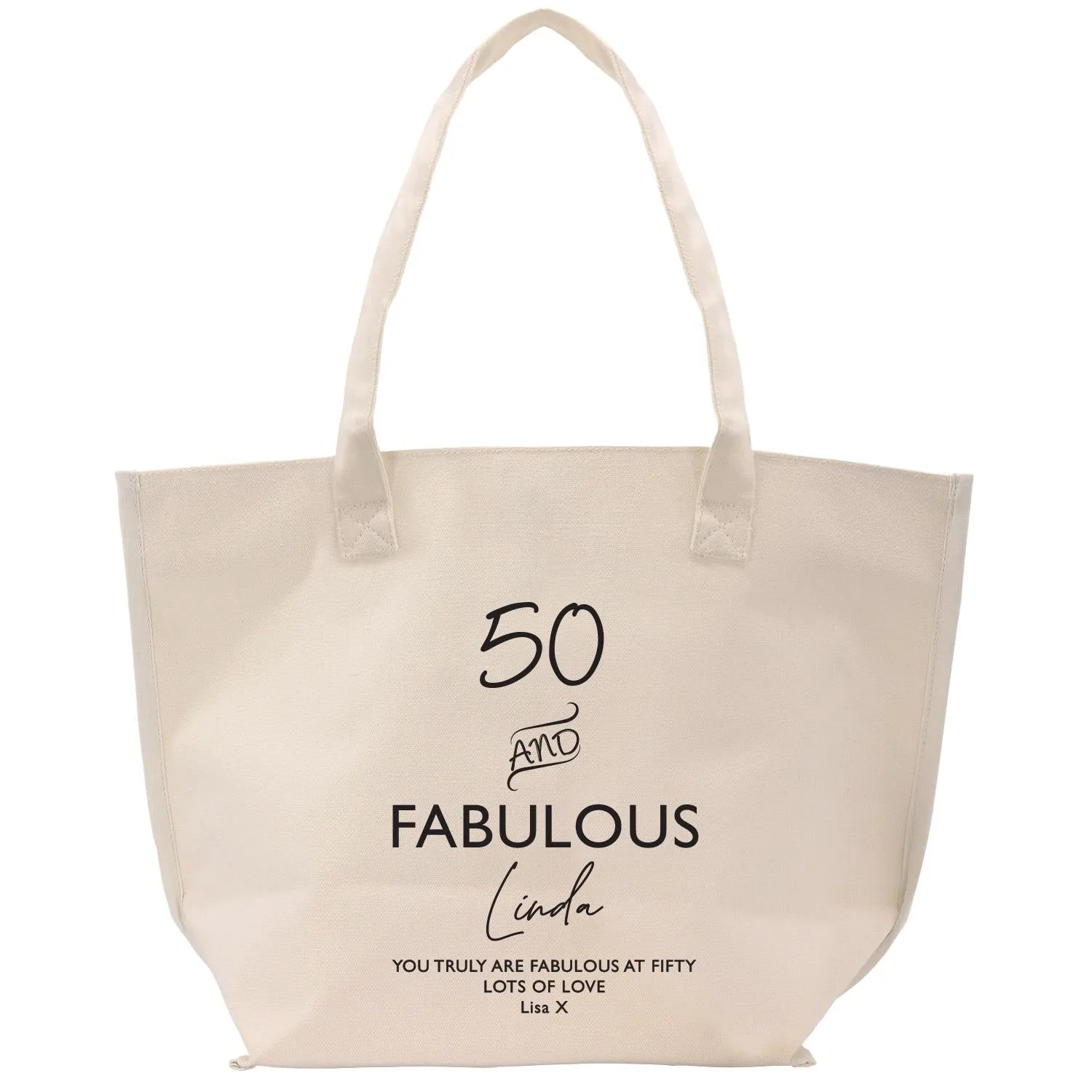 50 Fifty and Fabulous 50th Age Birthday Cotton Canvas Tote Bag 50th Birthday Gift For Women 50th Birthday Celebration Party Gift (BDT1021)