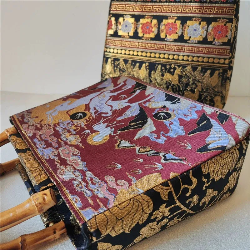 9 Colored Deer 九色鹿 Bamboo Handle Brocade Bag