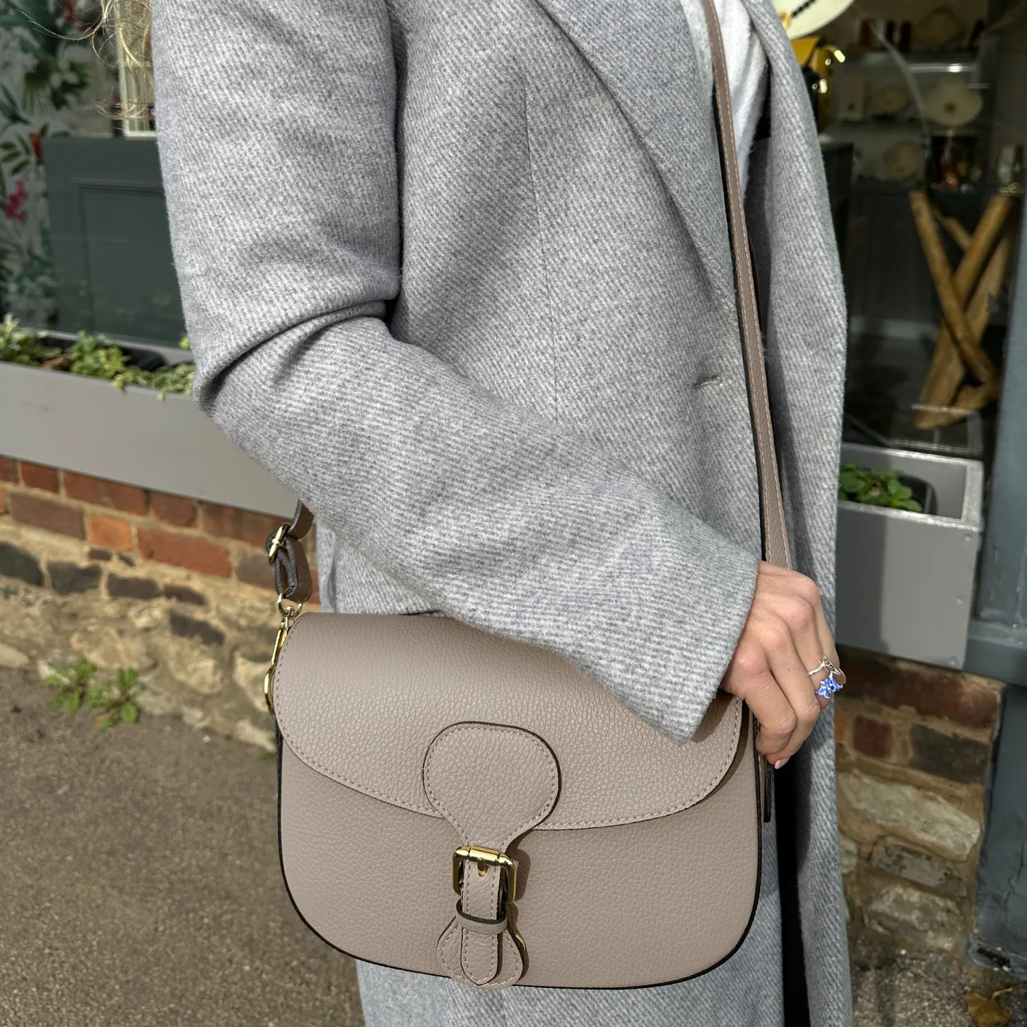 Alice Leather Crossbody Bag - Taupe