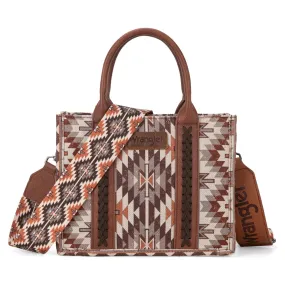 All-Over Aztec Print Canvas Tote - Brown