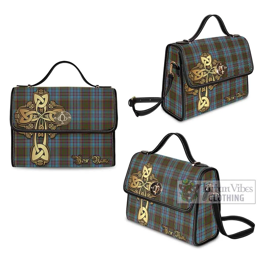 Anderson Tartan Waterproof Canvas Bag Golden Thistle Celtic Cross Style