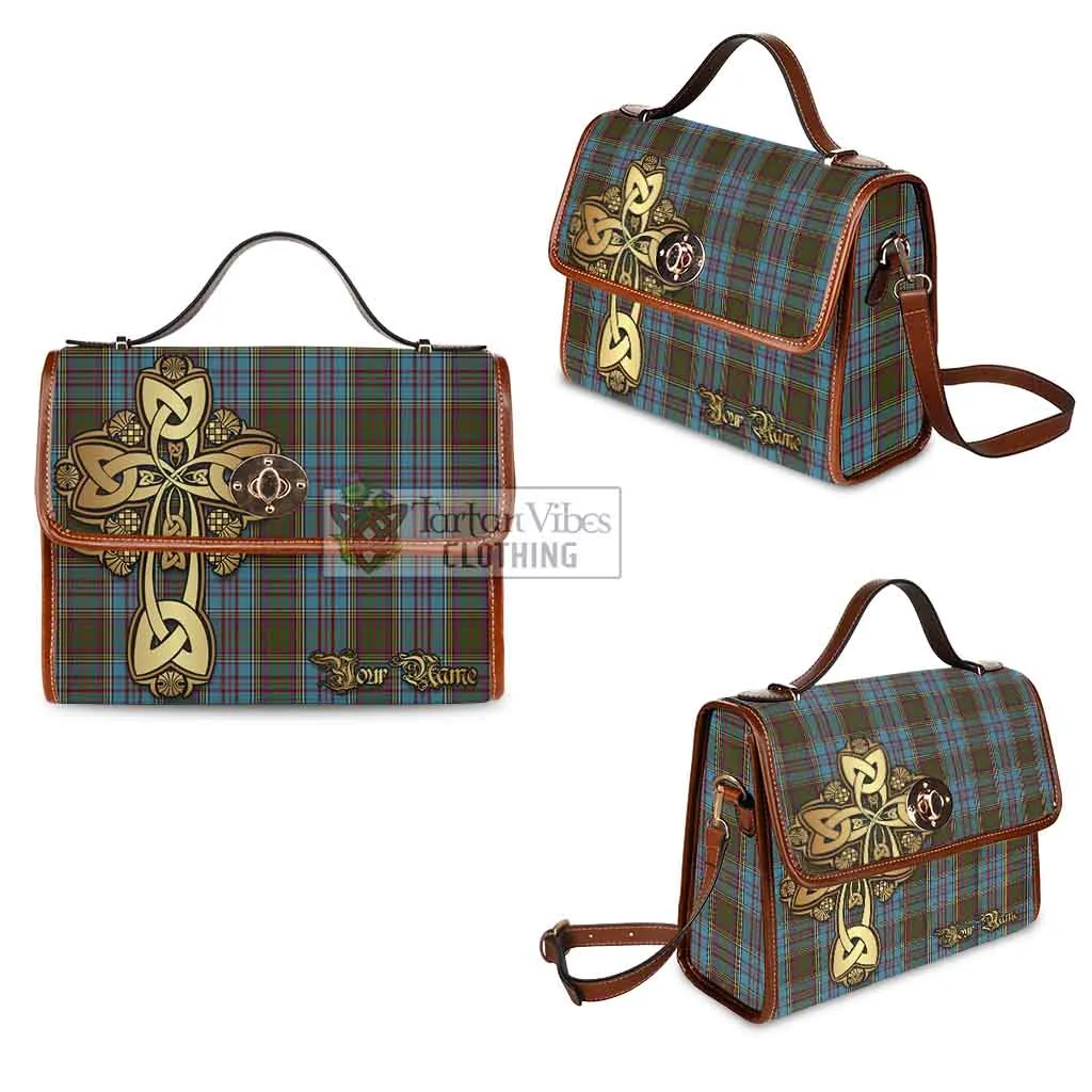 Anderson Tartan Waterproof Canvas Bag Golden Thistle Celtic Cross Style