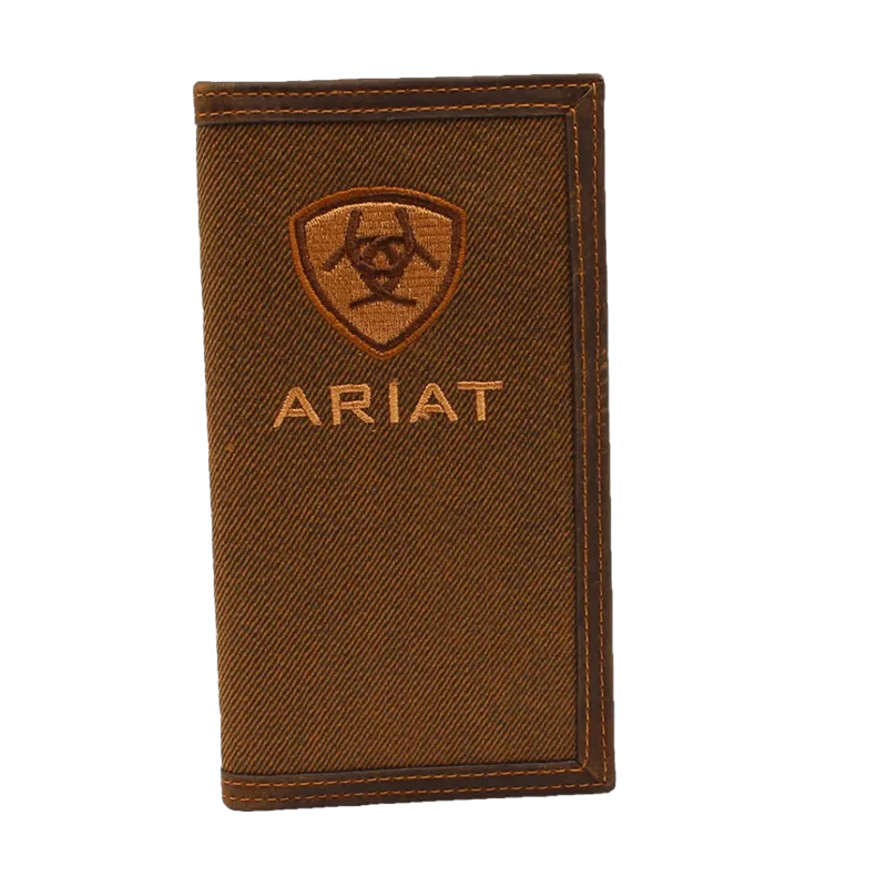 Ariat Men's Brown Logo Oilskin Cotton Rodeo Wallet