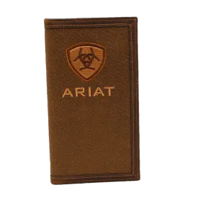 Ariat Men's Brown Logo Oilskin Cotton Rodeo Wallet