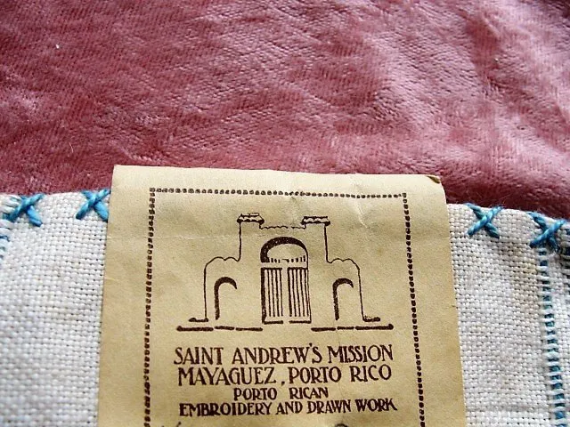 ARTS and CRAFTS Era Embroidered Purse Bag, Natural Linen Blue Embroidery Seed Bag Pouch,Saint Andrews Mission Embroidery,Collectible Linens