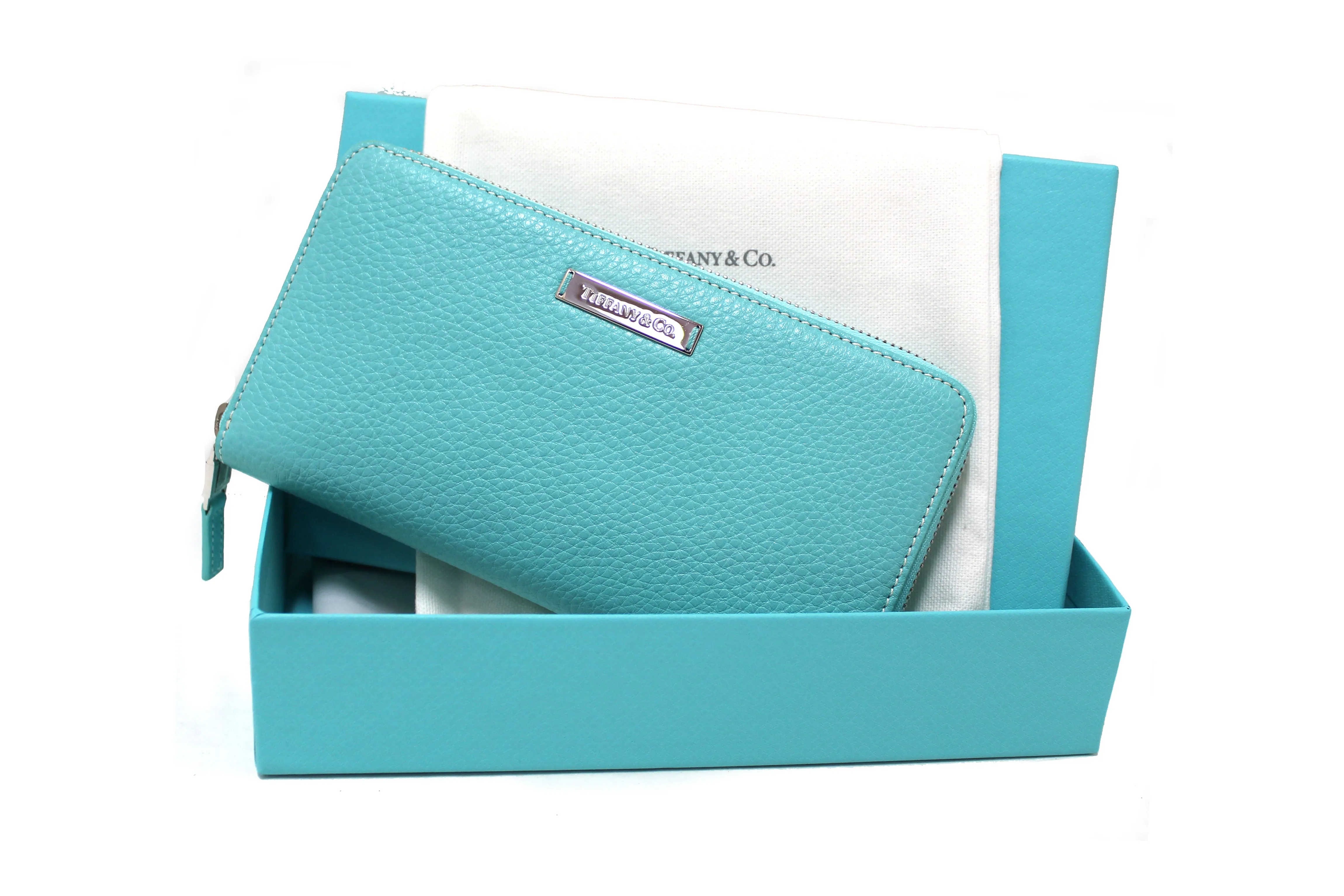 Authentic NEW Tiffany & Co. Blue Calfskin Leather Long Zippy Wallet