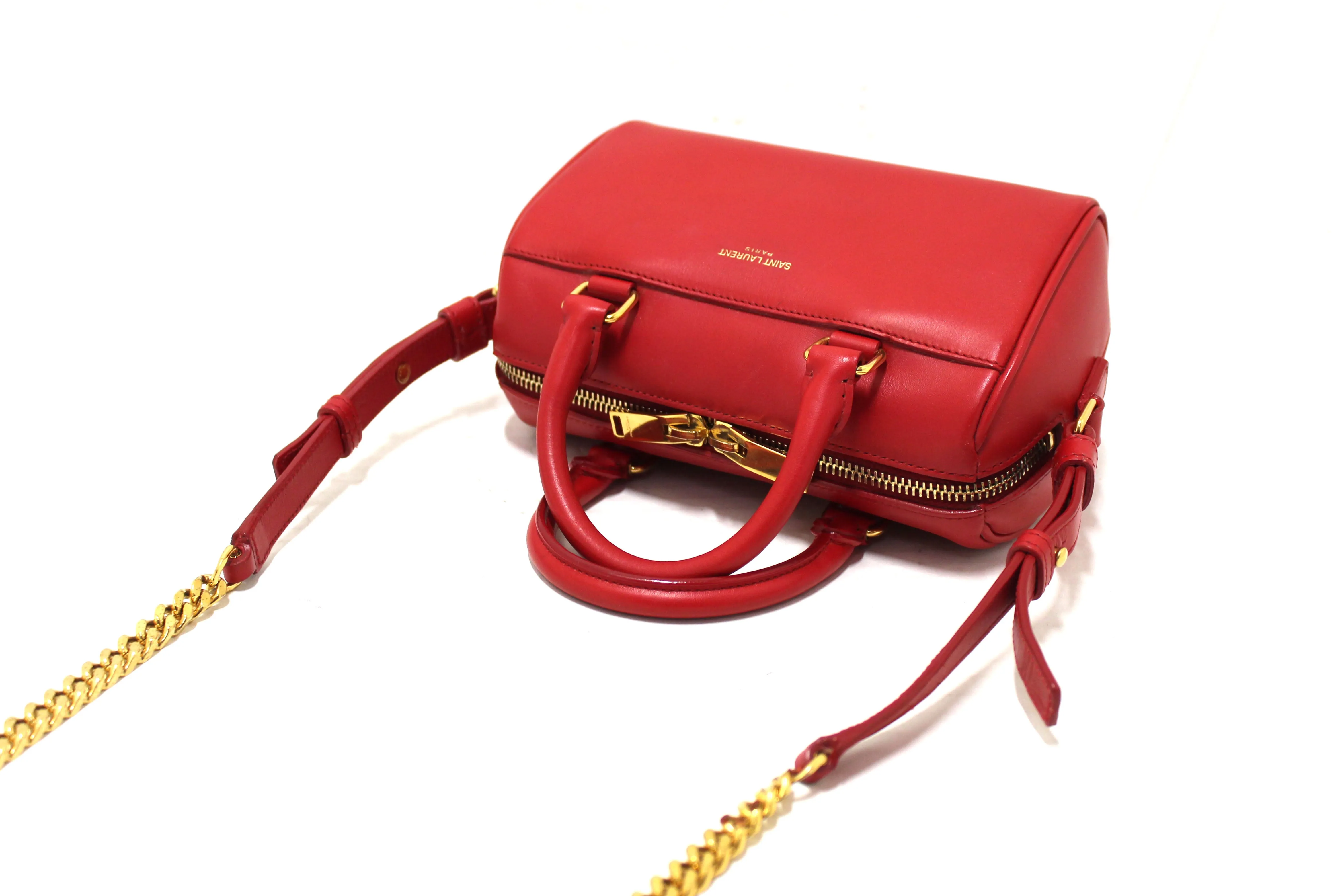 Authentic Yves Saint Laurent YSL Red Duffel Toy Hand/Crossbody Bag