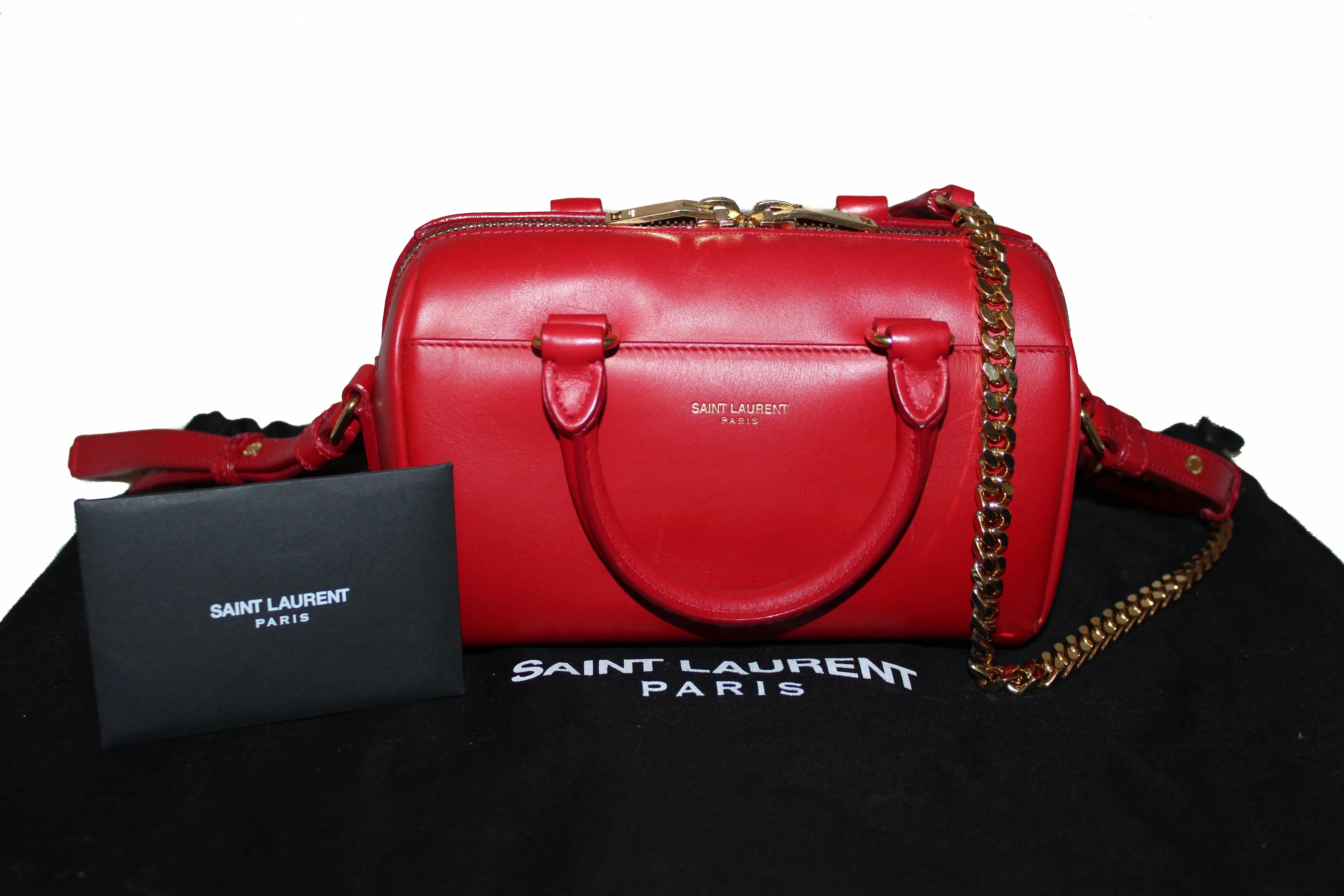 Authentic Yves Saint Laurent YSL Red Duffel Toy Hand/Crossbody Bag