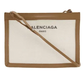 Balenciaga Navy Canvas Leather Shoulder Bag