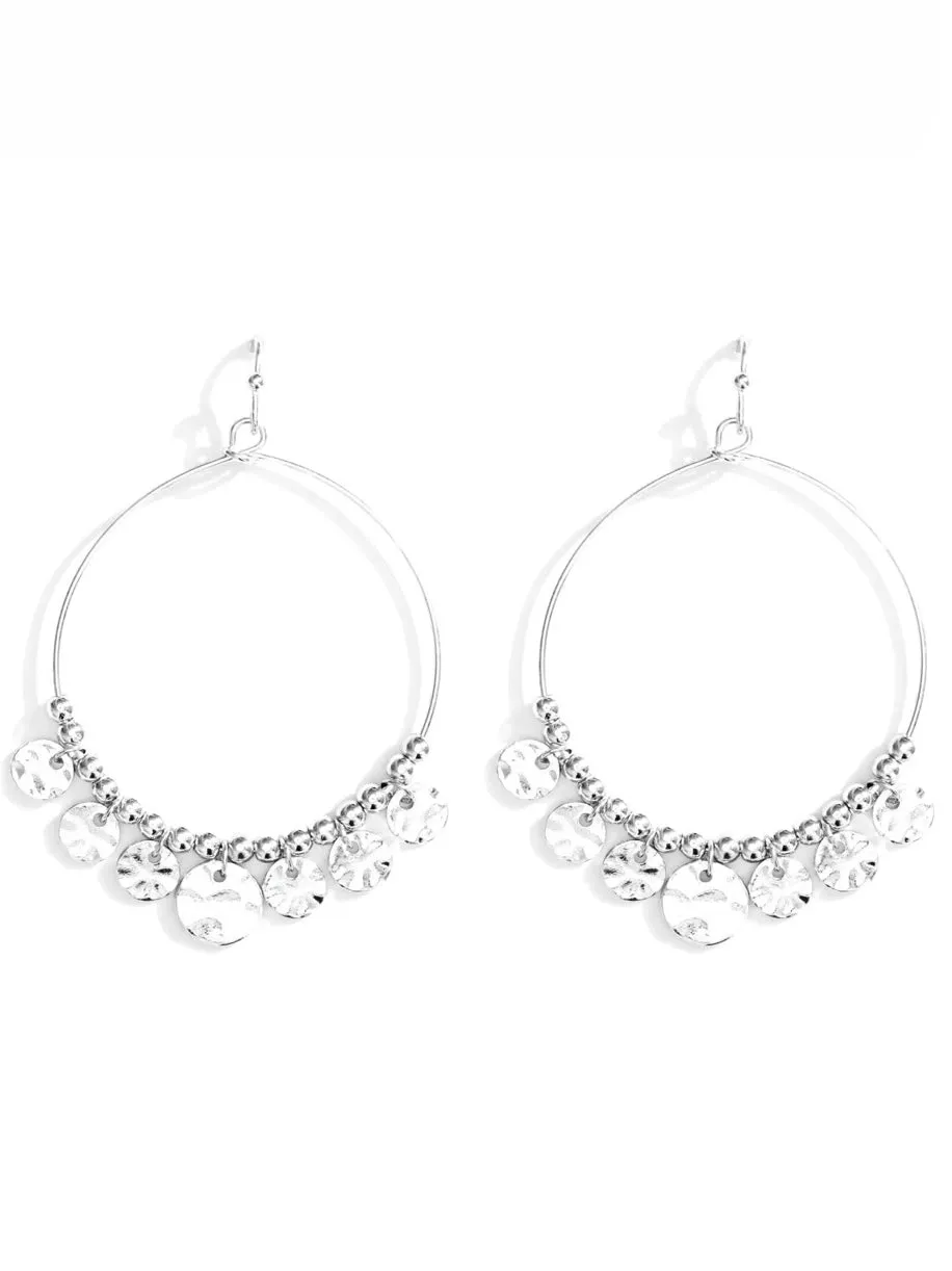 Bead & Disc Earrings - Silver