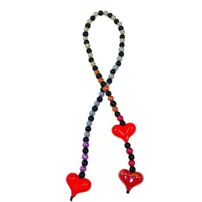 Beaded Multi Heart Lariat Bag Charm