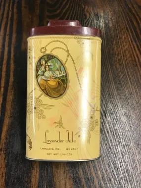 Beautiful Yellow 1930's ART DECO Lavender Talcum Powder Tin--LANGLOIS INC.