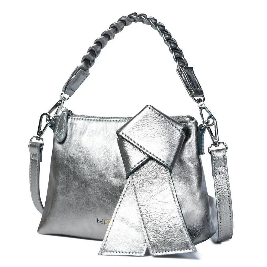 Bell & Fox Indira Bow Detail Clutch/Crossbody Bag in Gunmetal