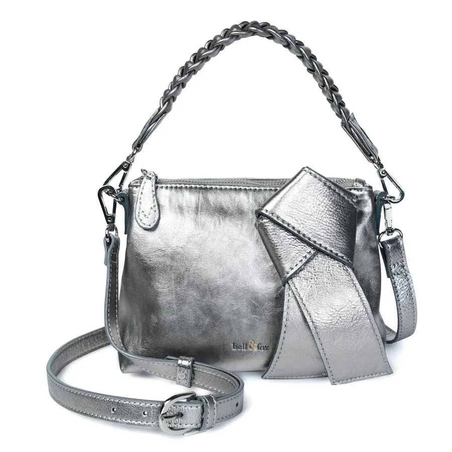 Bell & Fox Indira Bow Detail Clutch/Crossbody Bag in Gunmetal