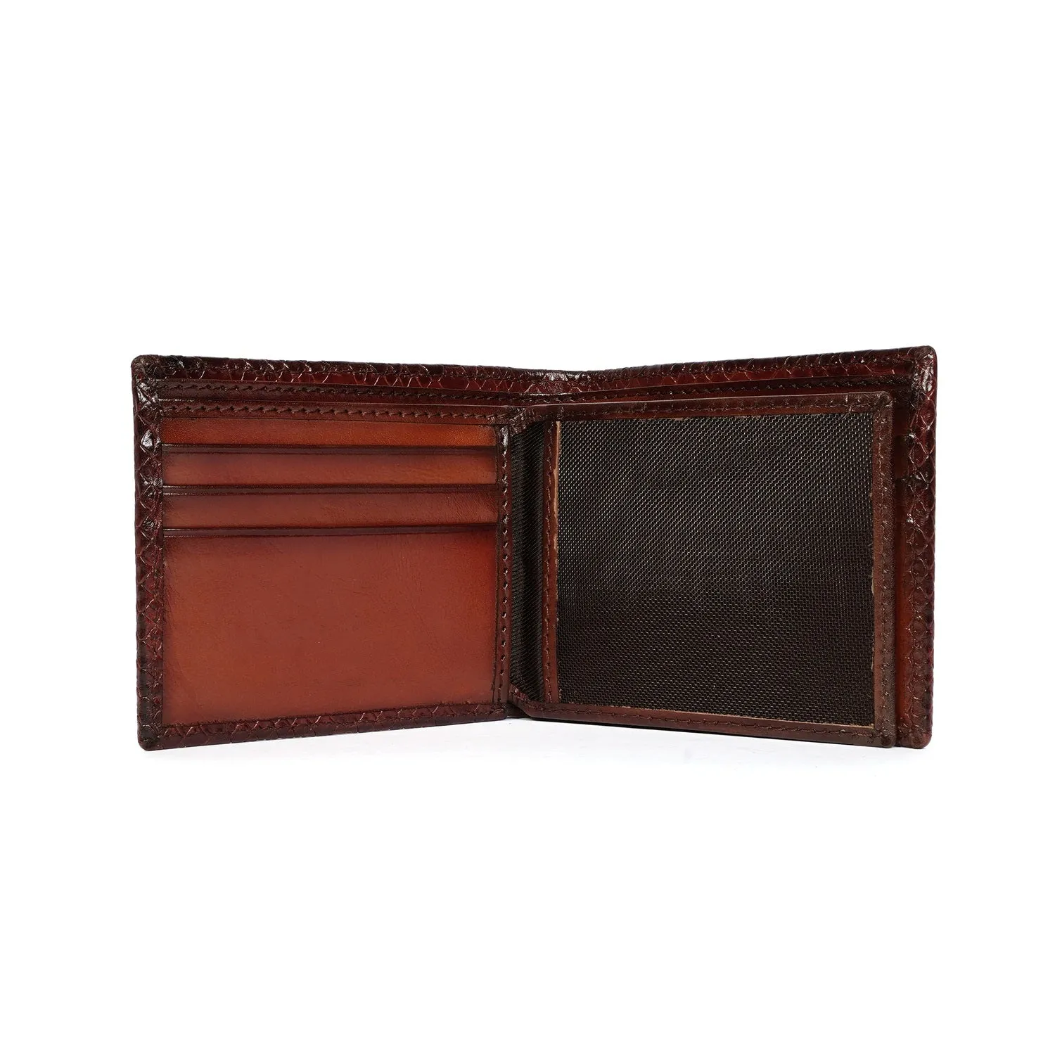 Bi-Fold Snake Skin Textured Tan Wallet