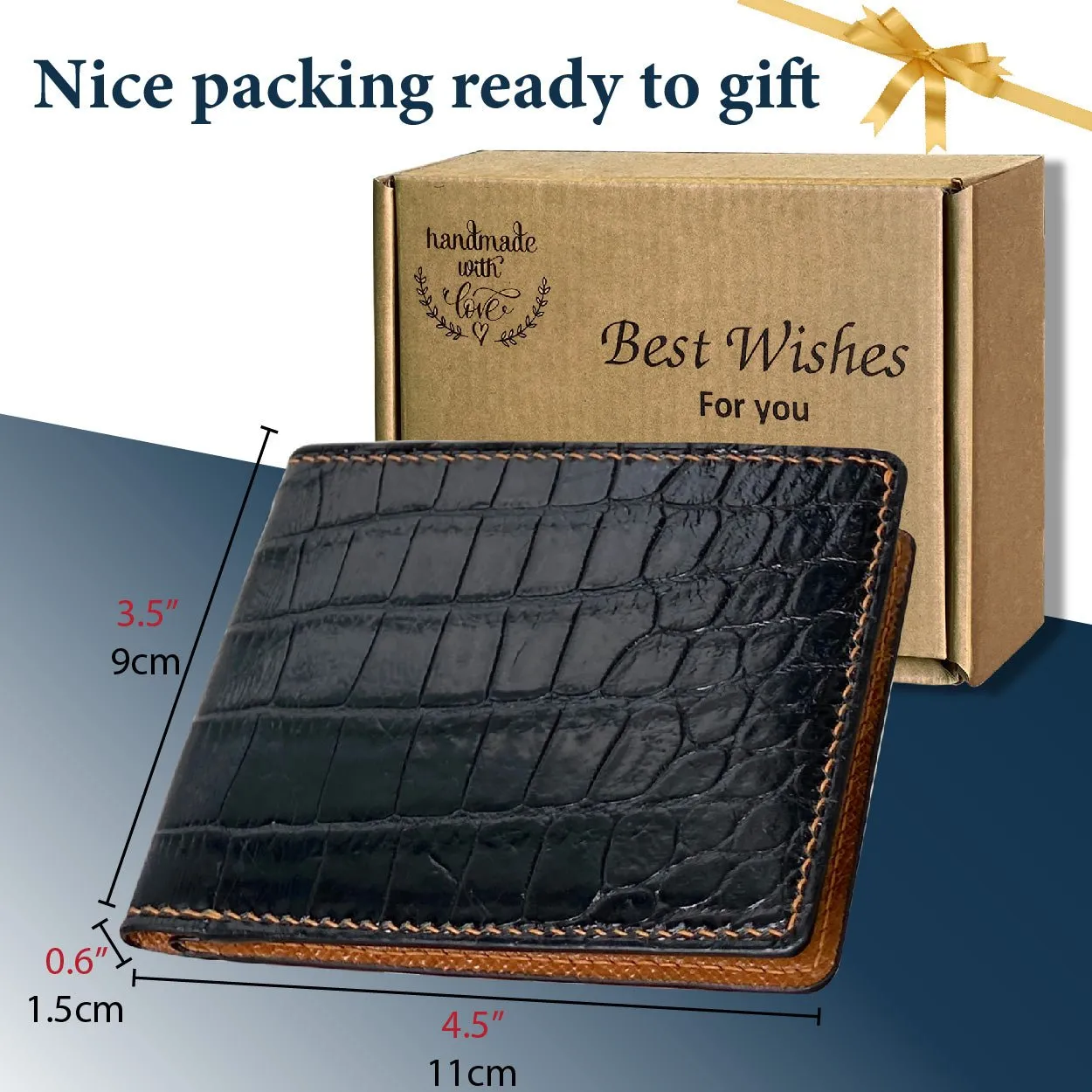 Black Alligator Wallet Hand Stitching | VINAM-90