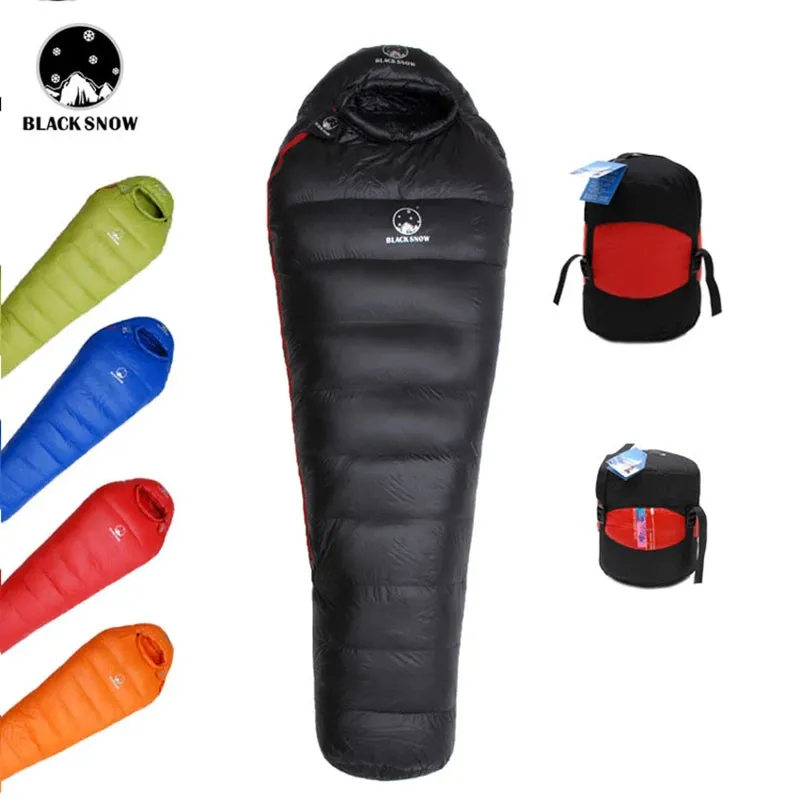 Black Snow Mummy Style Sleep Bag for Outdoor Camping 32-50 Degree Fahrenheit