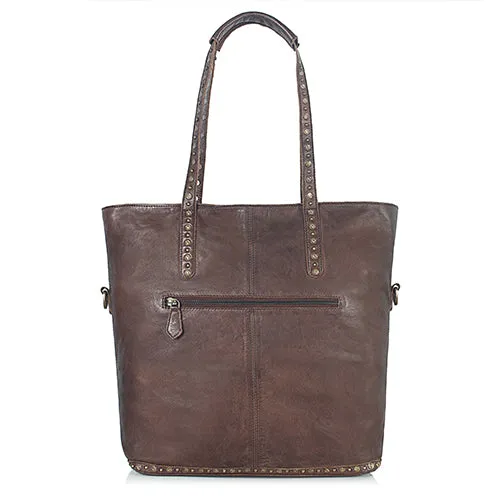 Bordeaux Distressed Rivet Tote