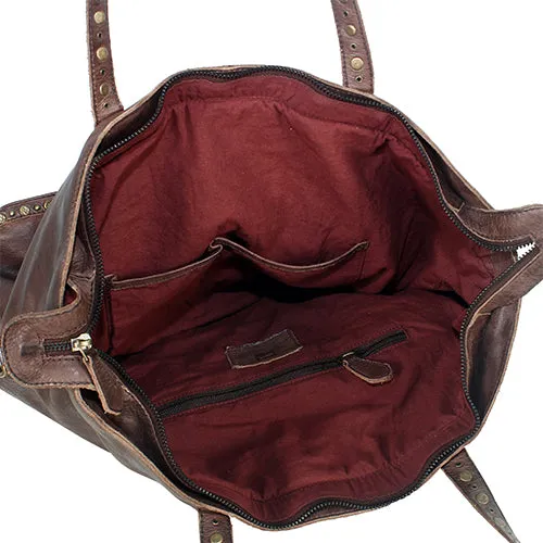 Bordeaux Distressed Rivet Tote