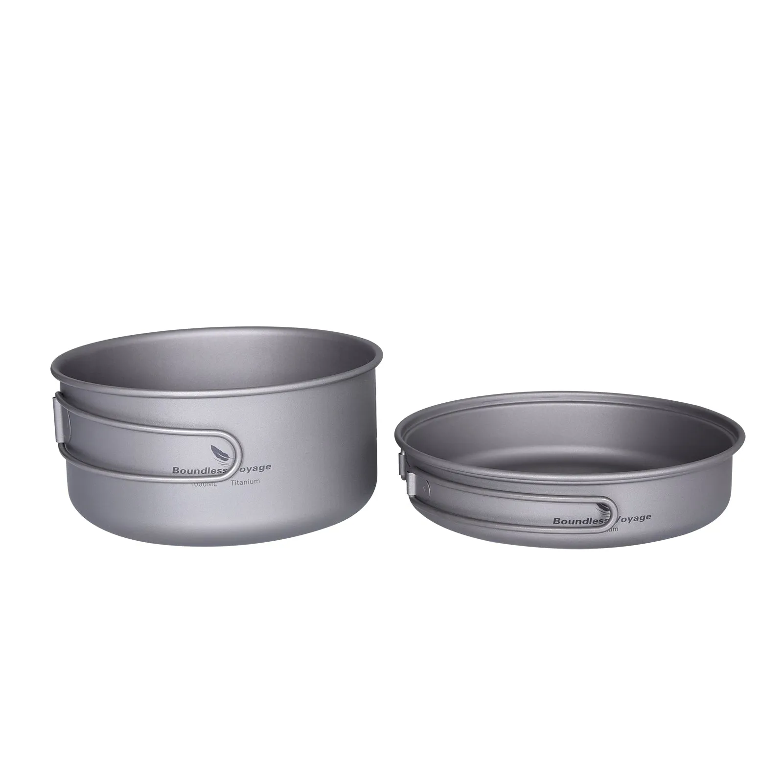 Boundless Voyage Outdoor Titanium Pot Pan Set 500ml 1000ml with Lid Folding Handle Camping Hiking Picnic Ultralight Cookware