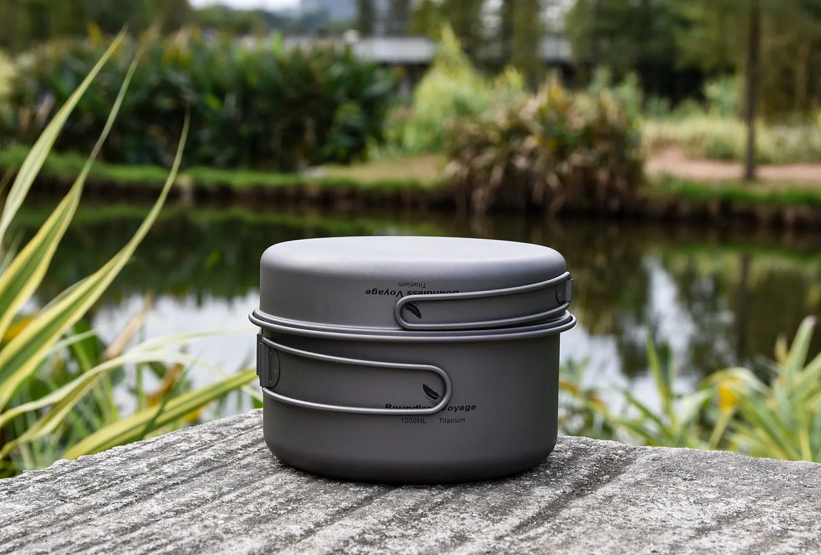 Boundless Voyage Outdoor Titanium Pot Pan Set 500ml 1000ml with Lid Folding Handle Camping Hiking Picnic Ultralight Cookware