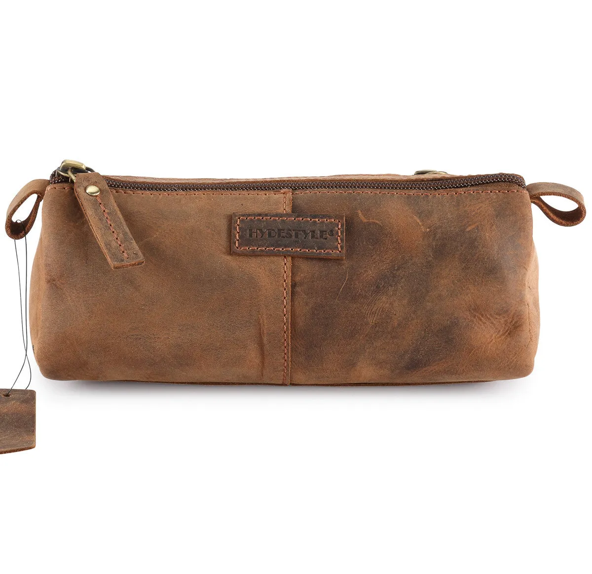 Brown Genuine Leather Pencil Case / Travel Toiletry Bag #TW10