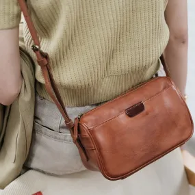 Brown Leather Crossbody Purse Black Leather Shoulder Bag