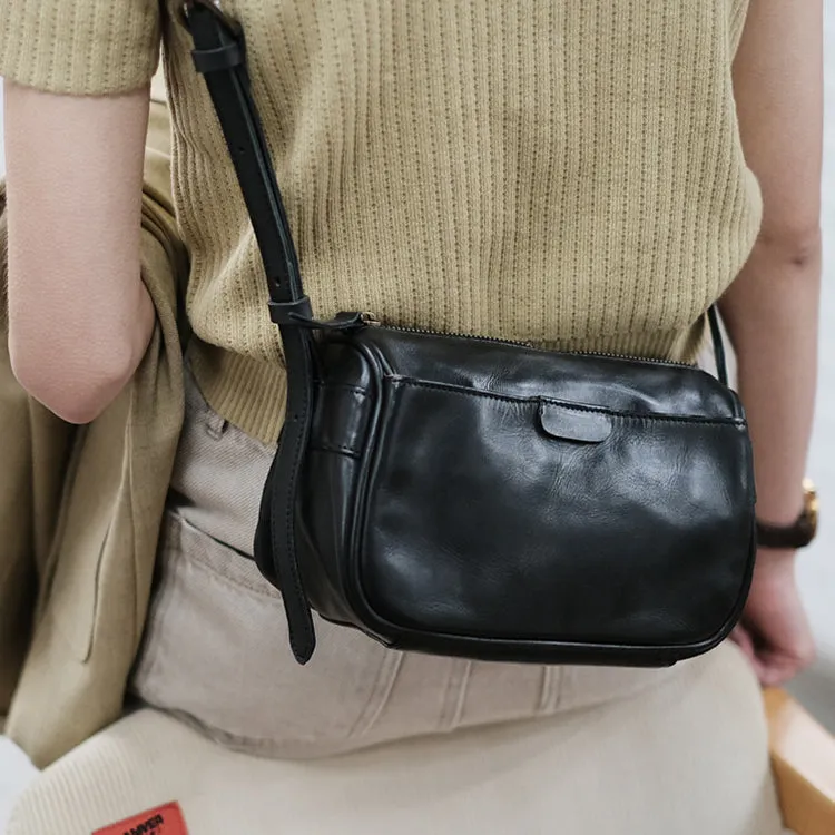 Brown Leather Crossbody Purse Black Leather Shoulder Bag