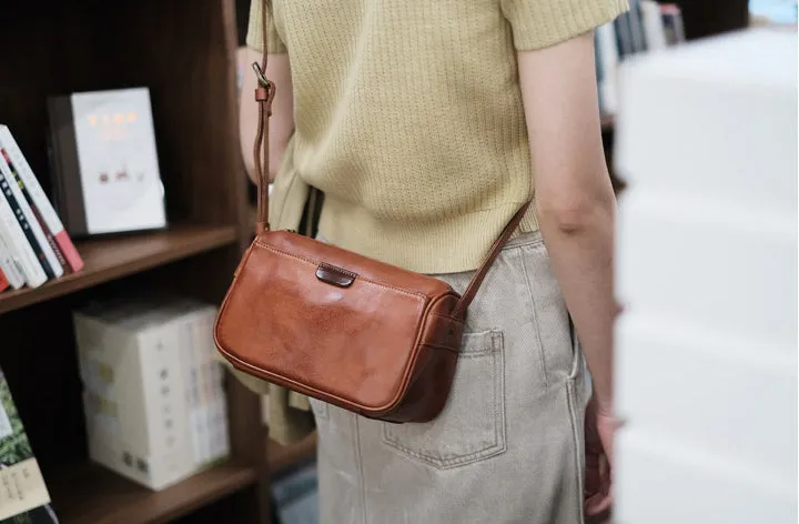 Brown Leather Crossbody Purse Black Leather Shoulder Bag