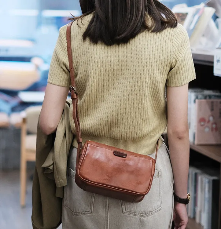 Brown Leather Crossbody Purse Black Leather Shoulder Bag