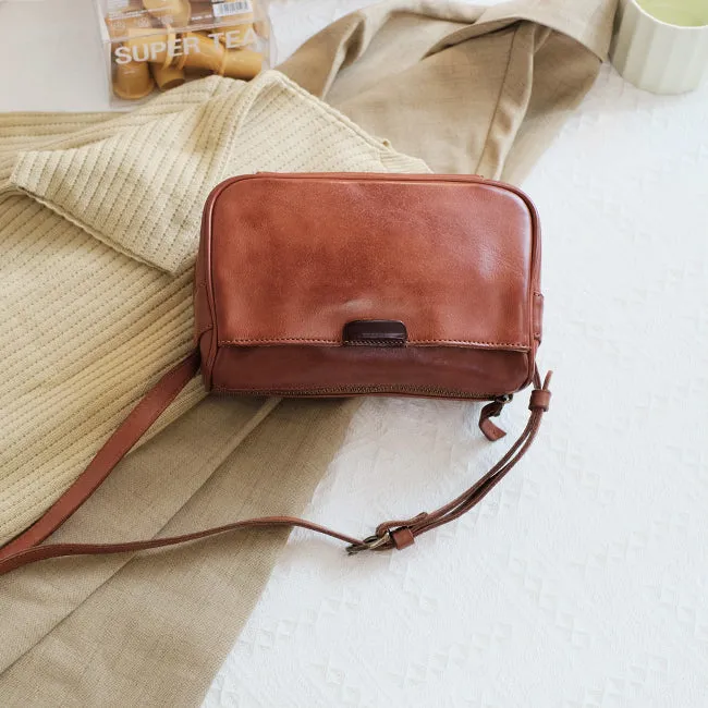 Brown Leather Crossbody Purse Black Leather Shoulder Bag