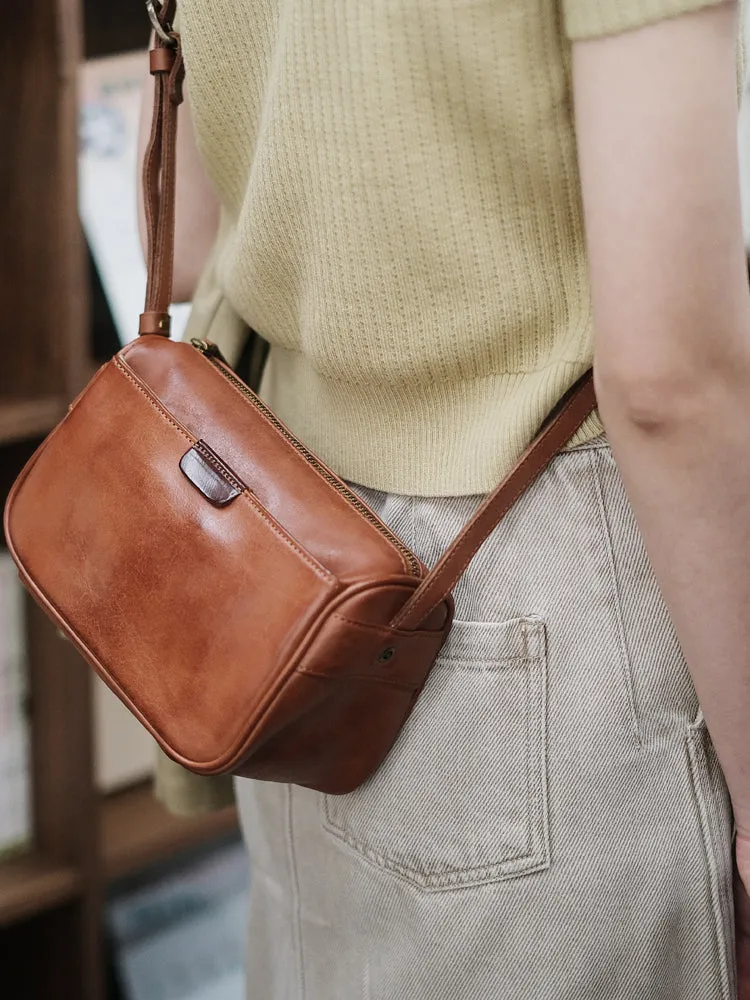 Brown Leather Crossbody Purse Black Leather Shoulder Bag