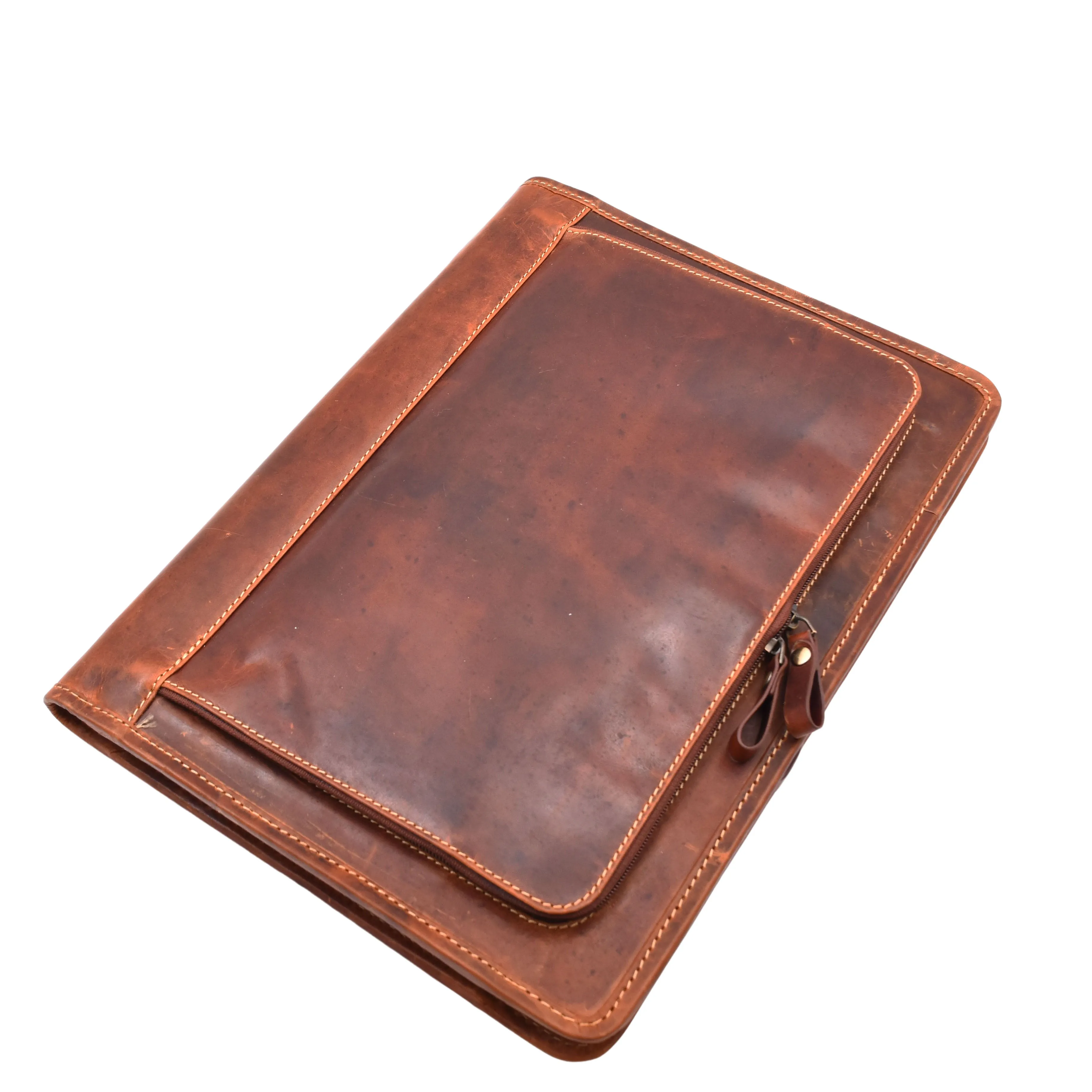 Brown Leather Folio Bag A4 Document Underarm Portfolio Case - Stanford