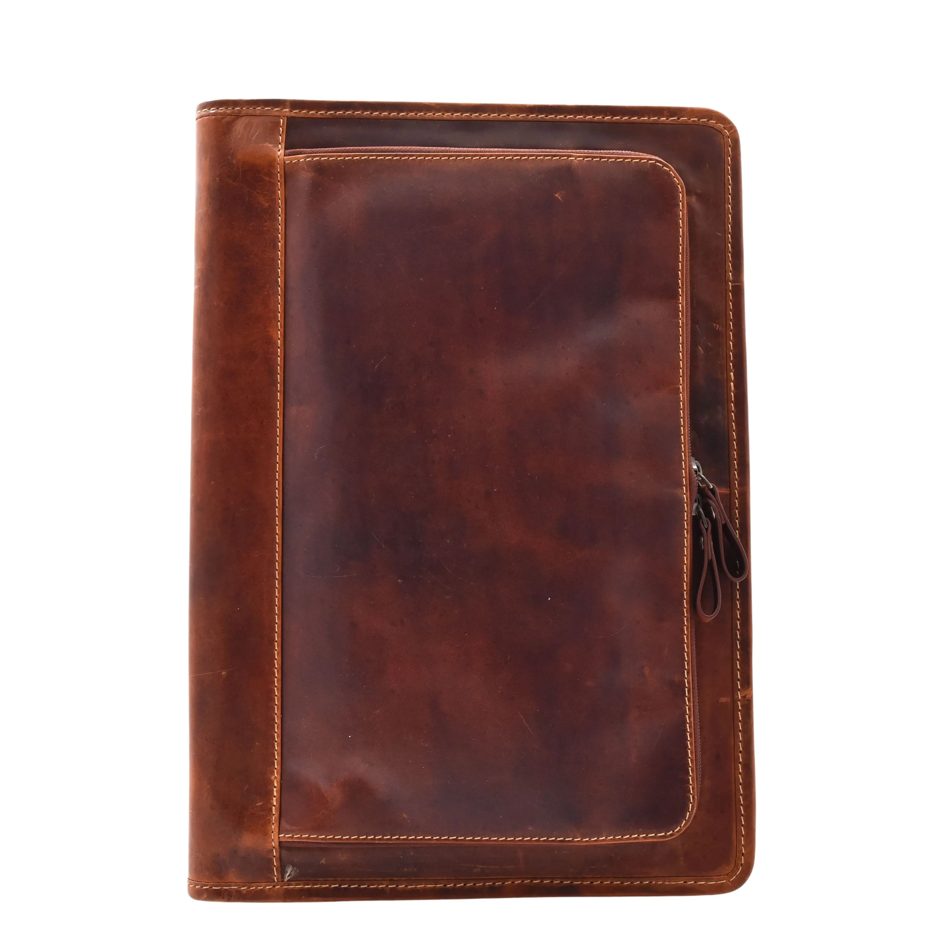 Brown Leather Folio Bag A4 Document Underarm Portfolio Case - Stanford