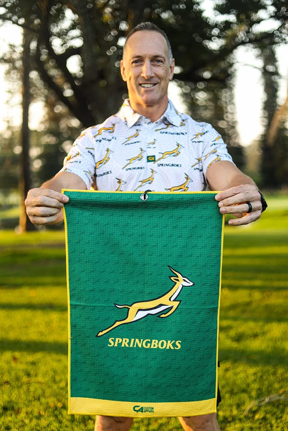 CA Springbok Waffle Golf Towel | Green