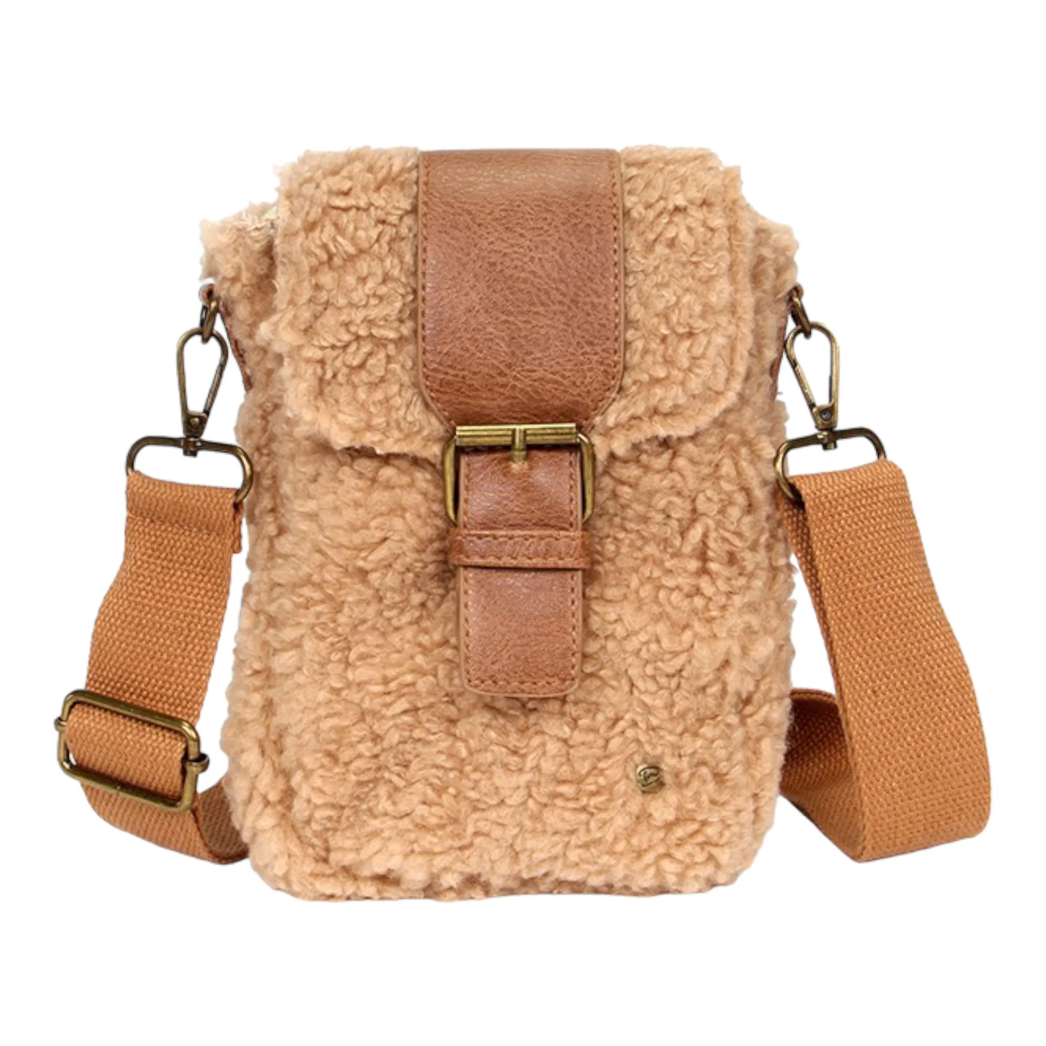 Camel teddy telefoon- en schoudertasje Gestel