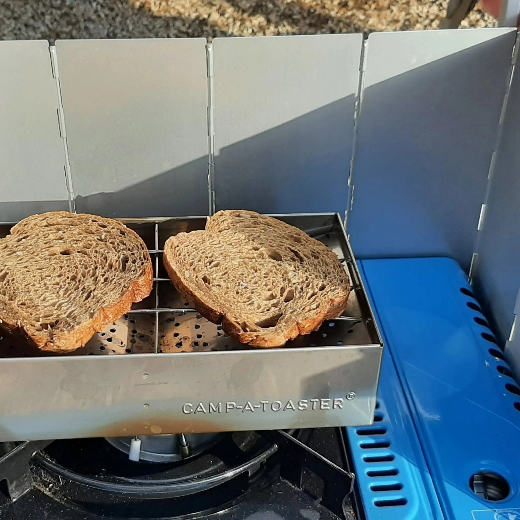 CAMP-A-TOASTER ® stainless steel • Single item • Best 2 Slice Stove Top Toaster