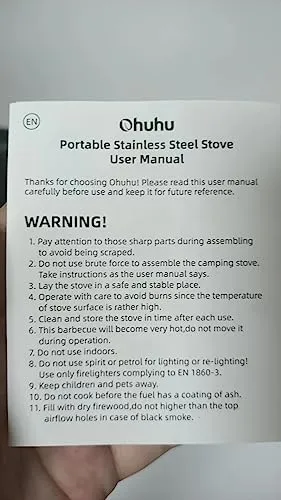 Camp Stove, Ohuhu Camping Stove Wood Burning Stove Stainless Steel Mini Portable Backpacking Survival Stoves for Picnic BBQ Camping Hiking Cooking Emergency with Grill Grid Carry Bag